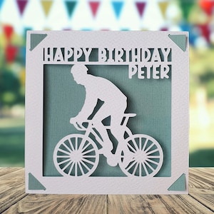 Personalised Cycling Papercut Birthday Card