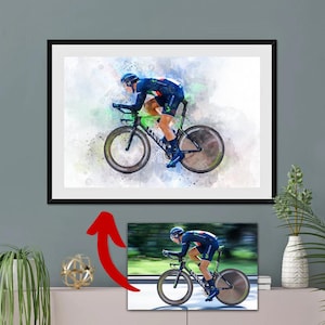 Custom Watercolour Cycling Portrait