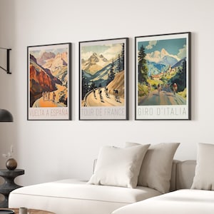 Set of 3 Vintage Grand Tours Cycling Posters