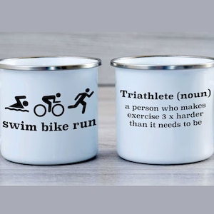 Swim Bike Run Enamel or Travel Mug